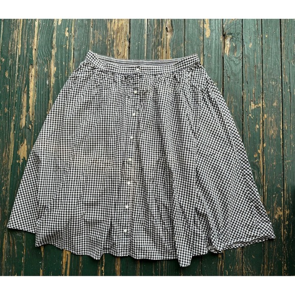 Adrienne Vittadini Dresses & Skirts - Adrienne Vittadini Woman Gingham Button Front Midi Skirt Black White Cotton Sz 3
